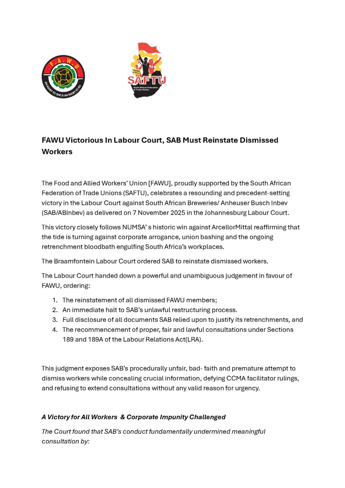 Food & Allied Workers Union